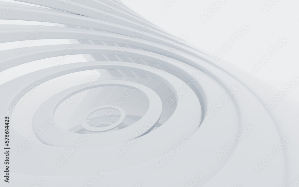 Poster white abstract curvilinear architecture, 3d rendering.