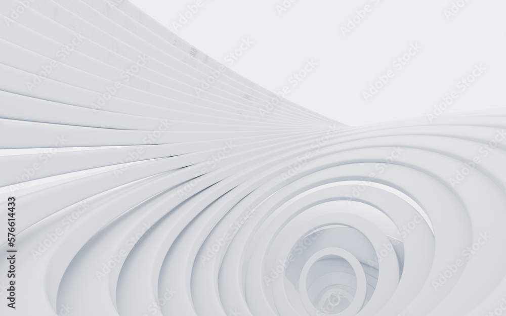 Poster white abstract curvilinear architecture, 3d rendering.