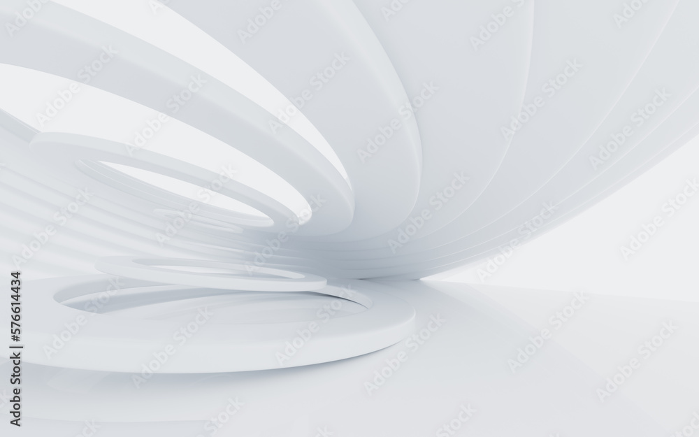 Poster white abstract curvilinear architecture, 3d rendering.