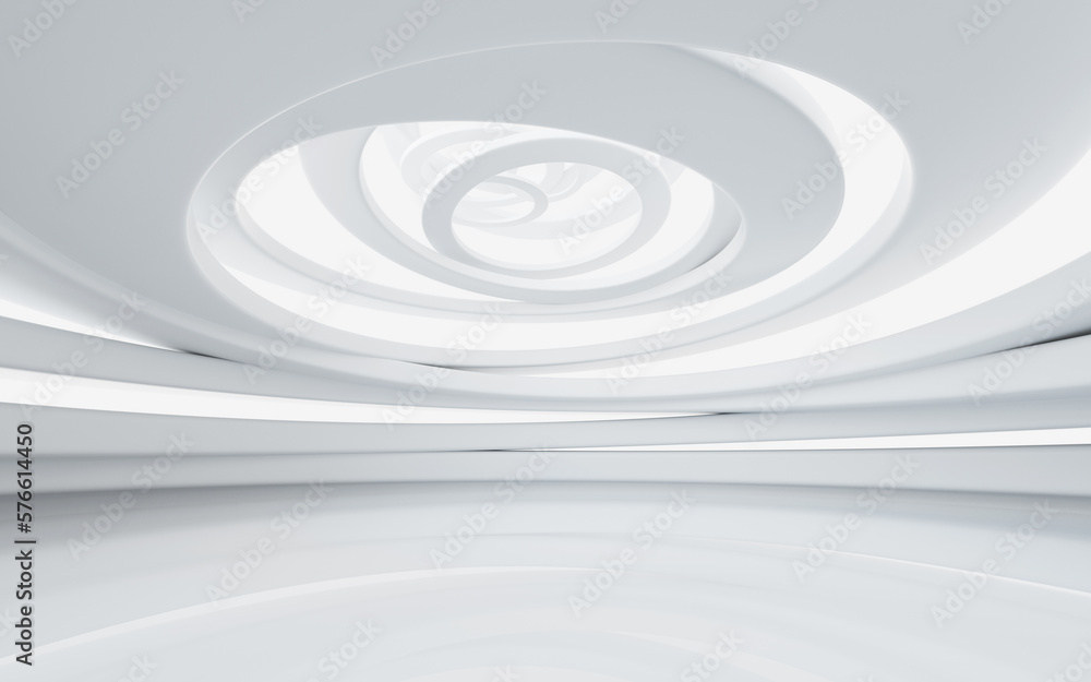 Poster white abstract curvilinear architecture, 3d rendering.