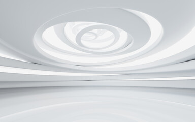 White abstract curvilinear architecture, 3d rendering.