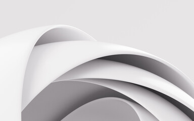 White abstract sphere and curves, 3d rendering.