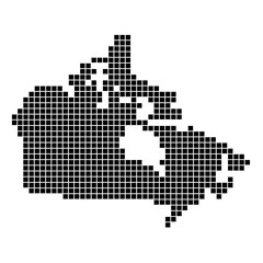 Fototapeta na wymiar Gepunktete Karte von Kanada als Landkarte, Silhouette oder Umriss
