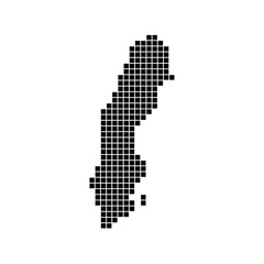 Fototapeta premium Gepunktete Karte von Schweden als Landkarte, Silhouette oder Umriss