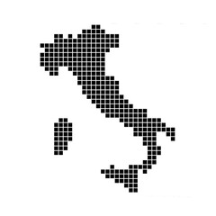 Fototapeta na wymiar Gepunktete Karte von Italien als Landkarte, Silhouette oder Umriss