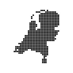 Fototapeta na wymiar Gepunktete Karte von den Niederlanden als Landkarte, Silhouette oder Umriss