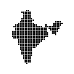 Fototapeta na wymiar Gepunktete Karte von Indien als Landkarte, Silhouette oder Umriss