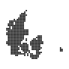 Gepunktete Karte von Dänemark als Landkarte, Silhouette oder Umriss