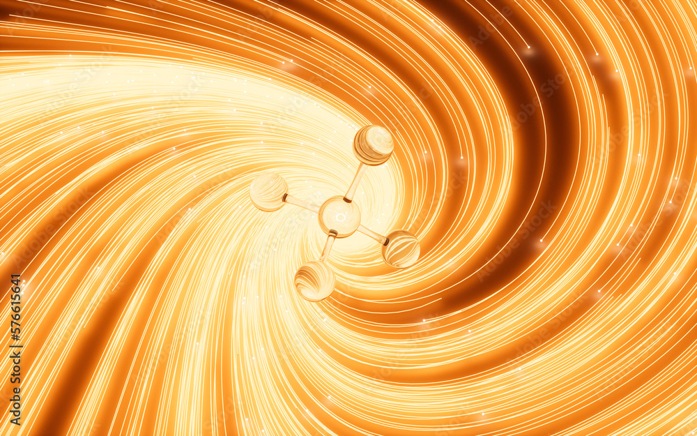 Poster flowing lines and glowing particles, neon lines background, 3d rendering.