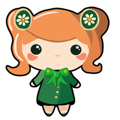 Cute girl, Patrick day clipart, vector illustration