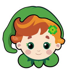 Cute elf, leprechaun, Patrick day clipart, vector illustration