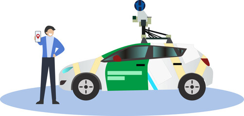 Google street view car create maps for google maps app, google street car vector illustration