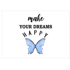 butterfly with  happy slogan text vector