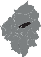 Black flat blank highlighted location map of the LODELINSART MUNICIPALITY inside gray administrative map of CHARLEROI, Belgium