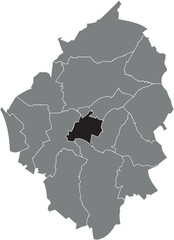 Black flat blank highlighted location map of the DAMPREMY MUNICIPALITY inside gray administrative map of CHARLEROI, Belgium