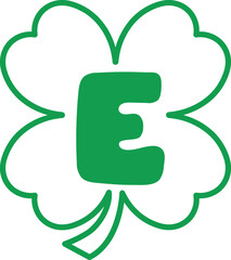 St Patrick Hold Clover Leaf Alphabet E