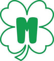 St Patrick Hold Clover Leaf Alphabet M