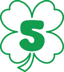St Patrick Hold Clover Leaf Number 5 Five
