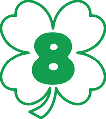 St Patrick Hold Clover Leaf Number 8 Eight
