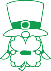 Gnome St Patrick Hold Clover Leaf Symbol Minus Sign