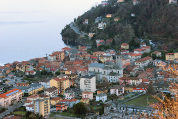 Obraz premium Cannobio town aerial view , Italy