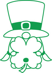 Gnome St Patrick Hold Clover Symbol Leaf Dot