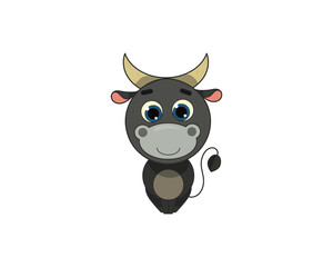 Bull vector isolated color icon. Bull animal vector icon. Bull icon