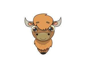 Bison vector isolated color icon. Bison animal vector icon. Bison icon