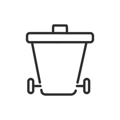 wiping trash can icon. Thin line wiping trash can, dustpan icon from cleaning collection. Outline vector isolated on white background. Editable wiping trash can symbol can be used web and mobile