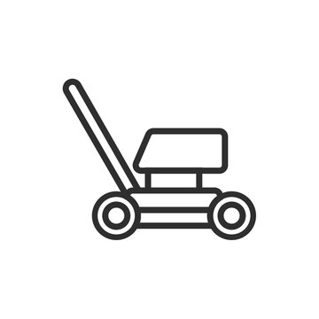 lawn mower icon. Thin line lawn mower, service icon from cleaning collection. Outline vector isolated on white background. Editable lawn mower symbol can be used web and mobile