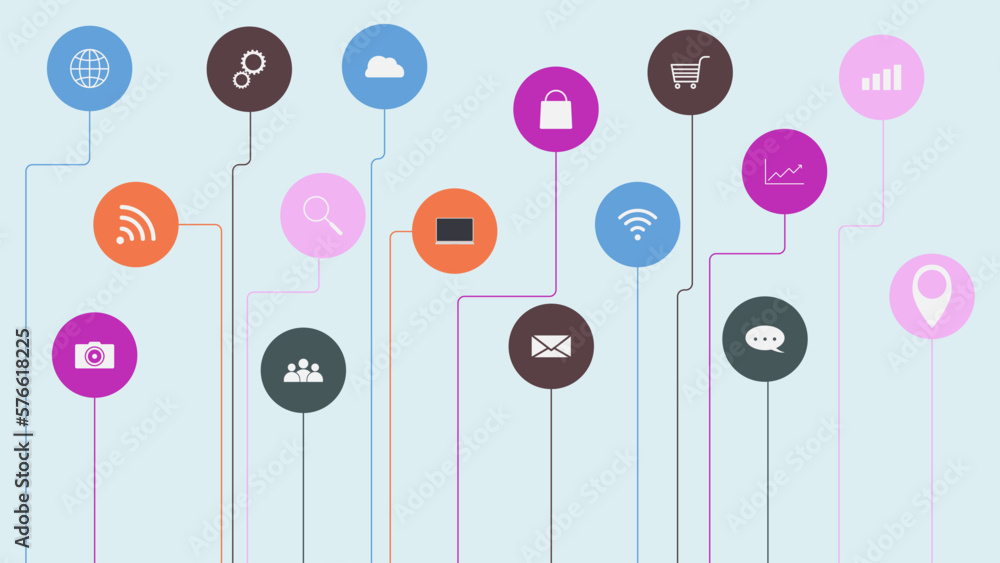 Poster internet network connection with social media communication concept.