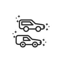 clean cars icon. Thin line clean cars, car icon from cleaning collection. Outline vector isolated on white background. Editable clean cars symbol can be used web and mobile