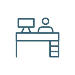 boss office icons. Thin line boss office, office icon from computer and tech collection. Outline vector isolated on white background. Editable boss office symbol can be used web and mobile