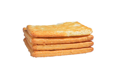 Fresh baked butter cream crackers cheese biscuits on transparent background stock photo png.