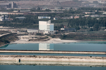 Chemical prodaction: Bashkir Soda Company, view of the sewage treatment from Kushtau Mount.