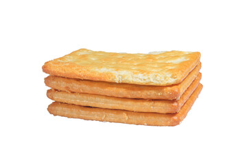 Fresh baked butter cream crackers cheese biscuits on transparent background stock photo png.