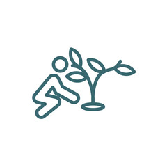 plant a tree icon. Thin line plant a tree, tree icon from ecology collection. Outline vector isolated on white background. Editable plant a tree symbol can be used web and mobile