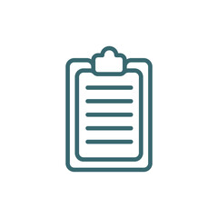 written clipboard icon. Thin line written clipboard, mark icon from education collection. Outline vector isolated on white background. Editable written clipboard symbol can be used web and mobile