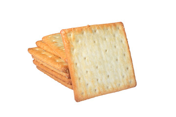 Fresh baked butter cream crackers cheese biscuits on transparent background stock photo png.