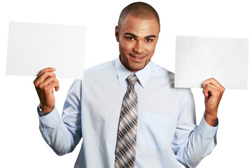 Businessman with Sheets of Paper - Isolated