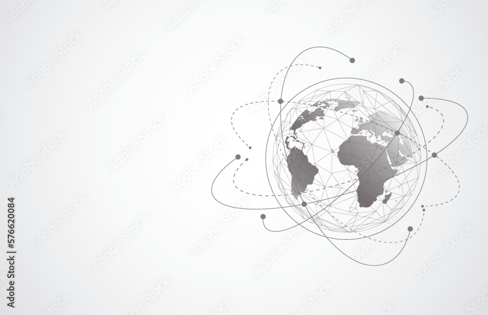 Poster global network connection. world map point and line composition concept of global business. vector i