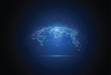 Global network connection. World map point and line composition concept of global business. Vector Illustration