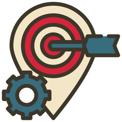 gps arrow cog business target pin icon filled outline