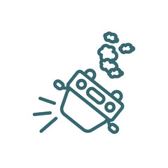 overturned car icon. Thin line overturned car icon from Insurance and Coverage collection. Outline vector isolated on white background. Editable overturned car symbol can be used web and mobile
