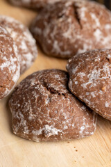 Fresh chocolate gingerbread on the kitchen table