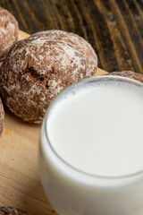Fresh chocolate gingerbread and mill milk