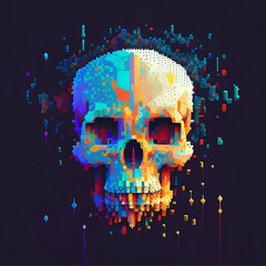  A skull with a square pattern of squares with generative ai