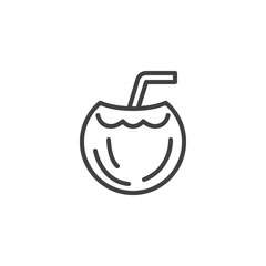 Coconut cocktail line icon