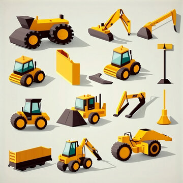 3d construction icons. Realistic of engineering and industry icons. Fit for web, banner, video game assets.