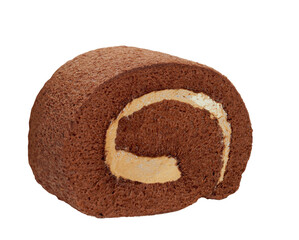 Chocolate Swiss roll isolated. PNG transparency